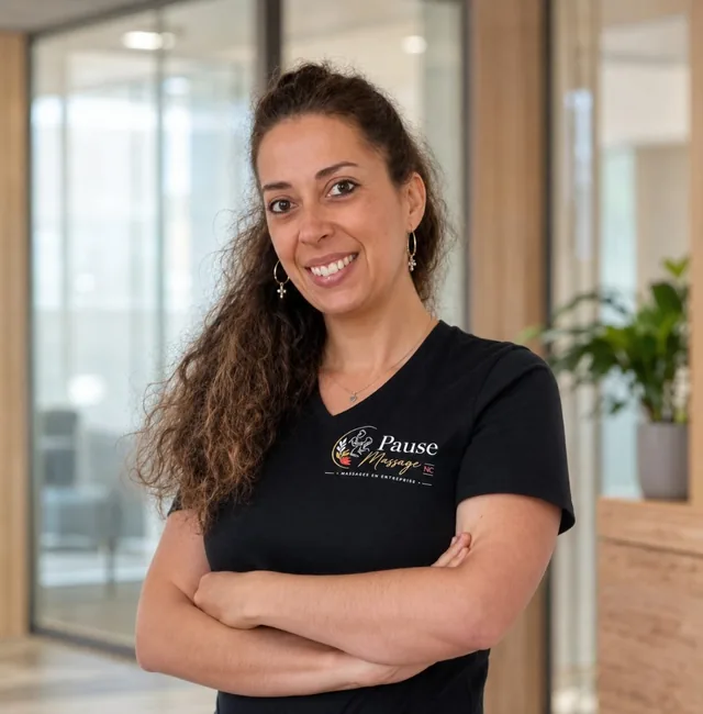 Émilie Vayre, fondatrice de Pause Massage NC — praticienne en massage sur chaise en entreprise à Nouméa
